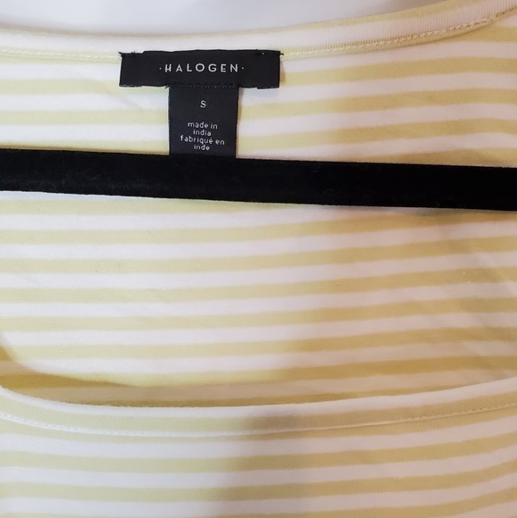 Halogen Short Sleeve Tee Horizontal Stripes in Size Small Lime and White. - Picture 3 of 4